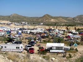 A small group of campers at the Terlingua Chili Cookoff